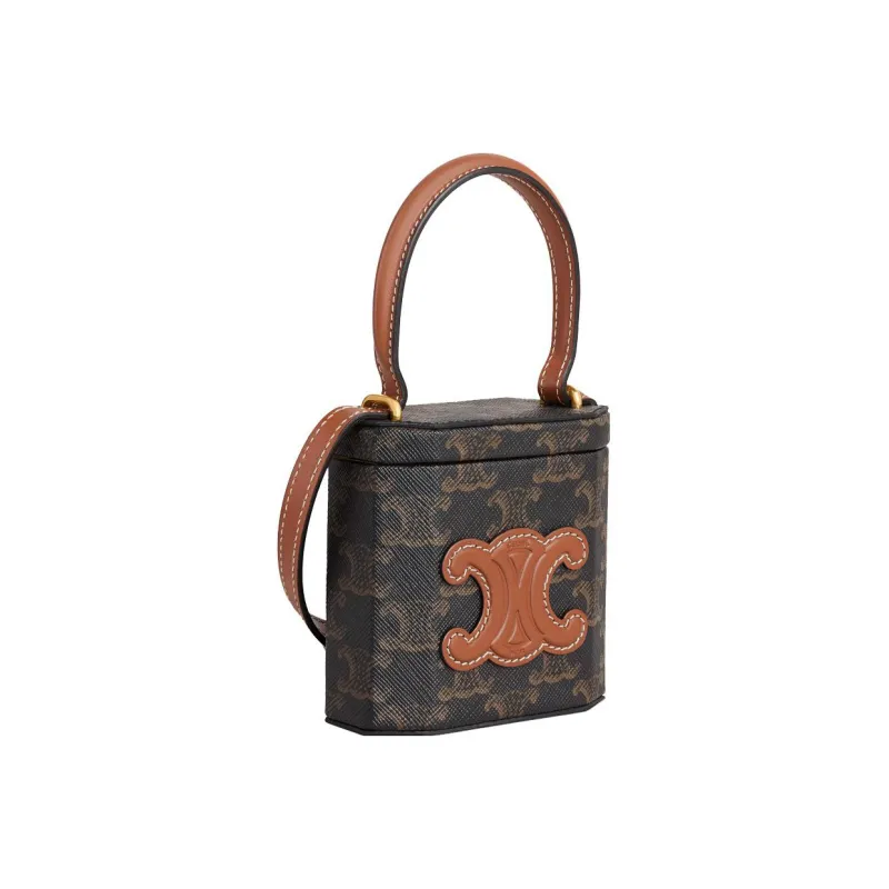 CELINE Triumph Gate Cuir Smooth Cow Leather Box Bag Shoulder Bag Crossbody Bag Handbag Women's Tawny Caramel-1