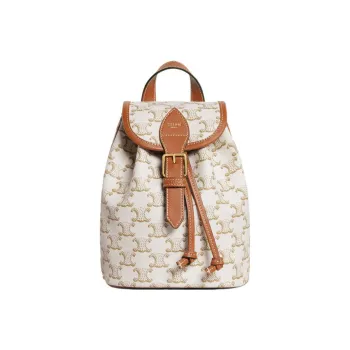 CELINE Canvas And Cow Leather Backpack Women's White
