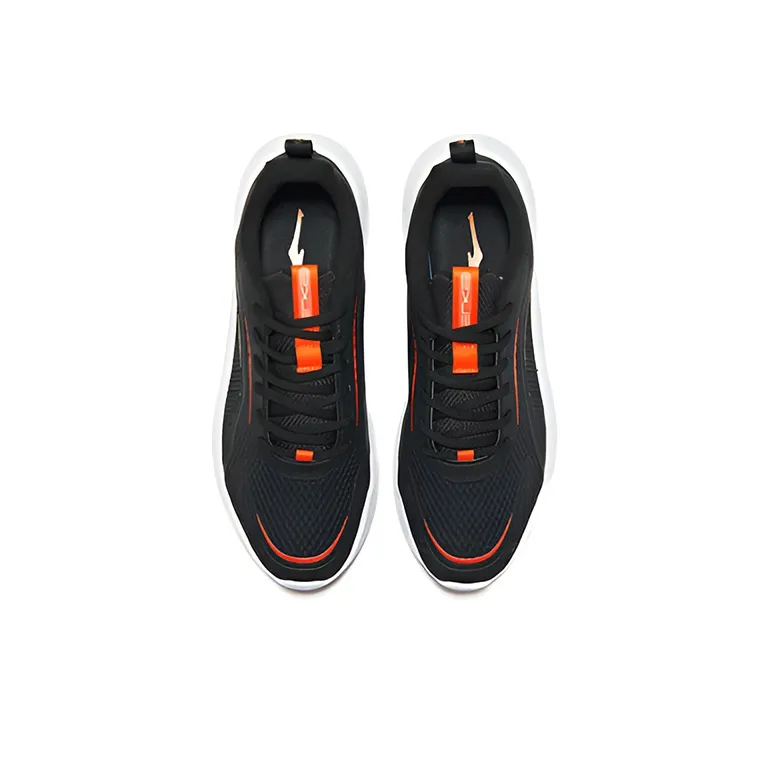Erke Wear Resistant Breathable Rebound Low Top Running Shoes Men's Black Red-2