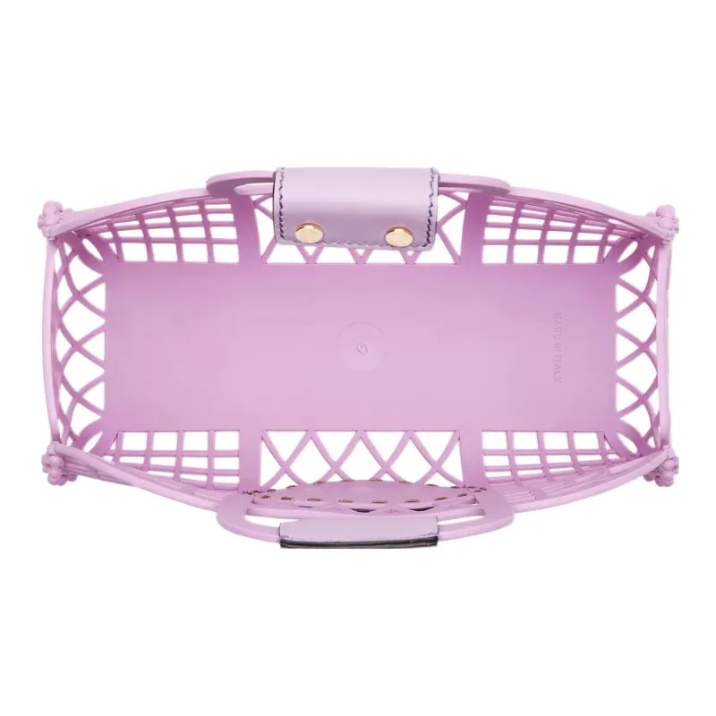 FENDI Recycled Material Embossed Calfskin Basket Bag Handbag Small Size Women's Light Purple-3