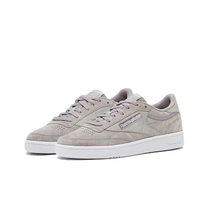 Reebok Club C 85 Anti-Slip Wear-Resistant Low-Top Skateboard Shoes Women's Gray White-2