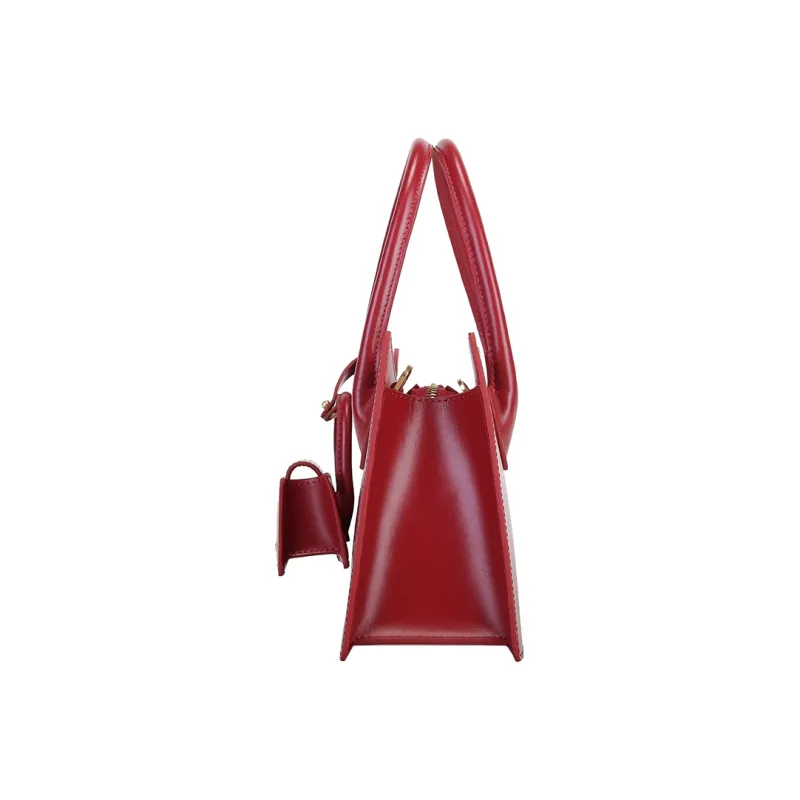 FIEDLE&SISSI Genuine Leather Combo Bag, Crossbody Portable Wedding Bag Tubas Women's Vintage Red-2
