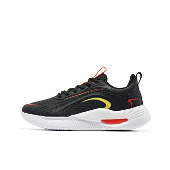 Erke Wear Resistant Breathable Rebound Low Top Running Shoes Men's Black Red