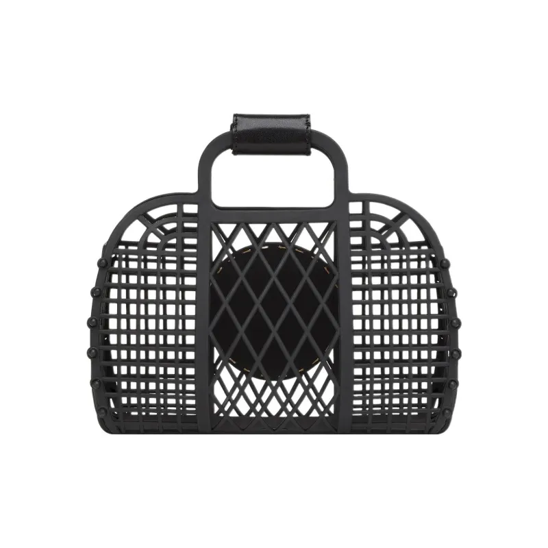 FENDI Polyurethane Basket Bag Tote Bag Shopping Bag Handbag Small Size Women's Black-1