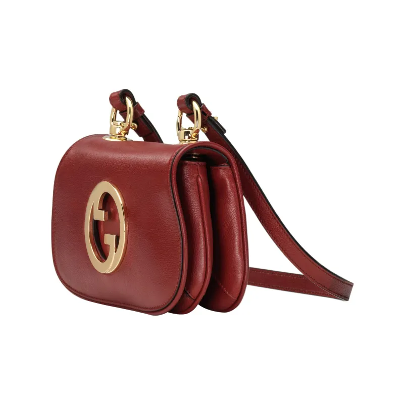 GUCCI Blondie Leather Handbag Shoulder Bag Crossbody Bag Mini Women's Deep Red-3