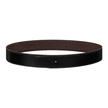 HERMES Hermès Calfskin Double Sided Leather Belts Unisex Black/Chocolate Width  3.8cm