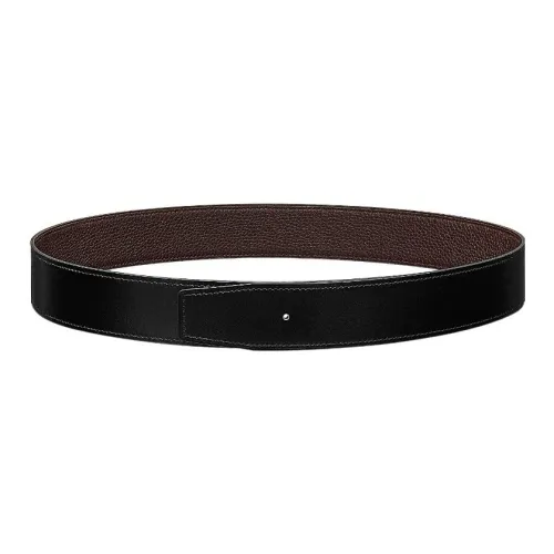 HERMES Hermès Calfskin Double Sided Leather Belts Unisex Black/Chocolate Width  3.8cm