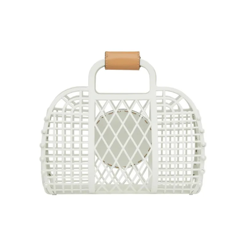 FENDI Leather Basket Bag Handbag Small Size Women's White-1