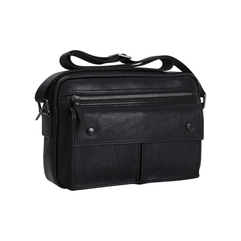 NOMK Cow Leather Handbag Shoulder Bag Crossbody Bag Regular Men's Black-1