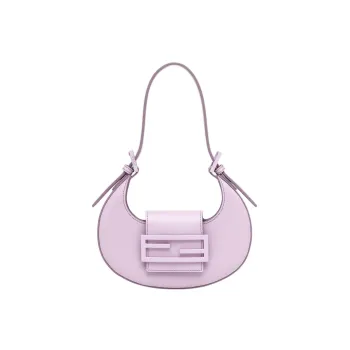 FENDI Cookie Cow Leather Shoulder Bag, Crescent Bag, Handbag, Shoulder Bag Women's Light Purple