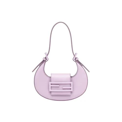 FENDI Cookie Cow Leather Shoulder Bag, Crescent Bag, Handbag, Shoulder Bag Women's Light Purple