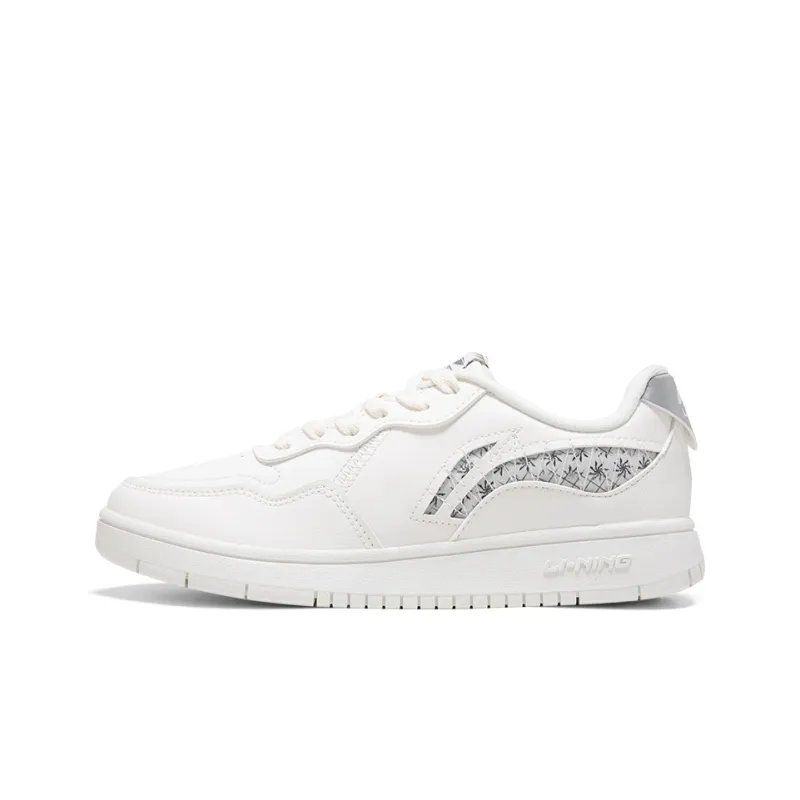 LiNing Sports Fashion Collection Non slip Lightweight Low Top Skateboard Shoes Women's Mist White-0