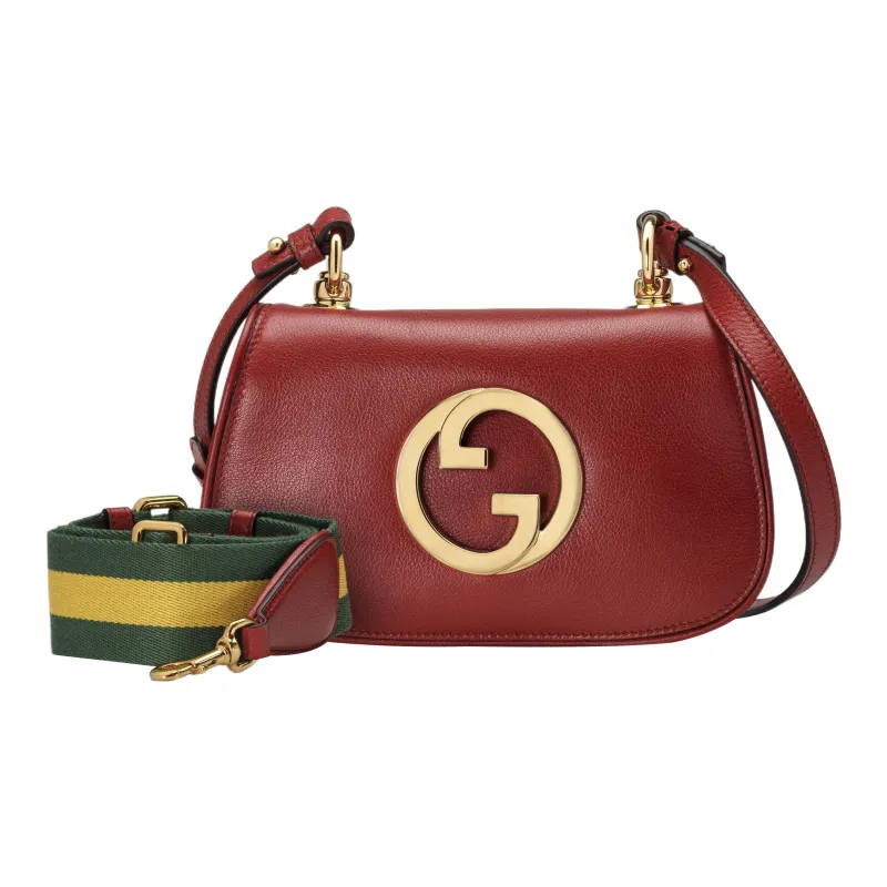 GUCCI Blondie Leather Handbag Shoulder Bag Crossbody Bag Mini Women's Deep Red-1