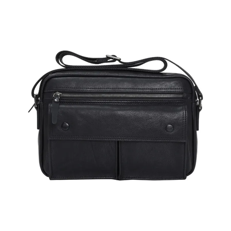 NOMK Cow Leather Handbag Shoulder Bag Crossbody Bag Regular Men's Black-0