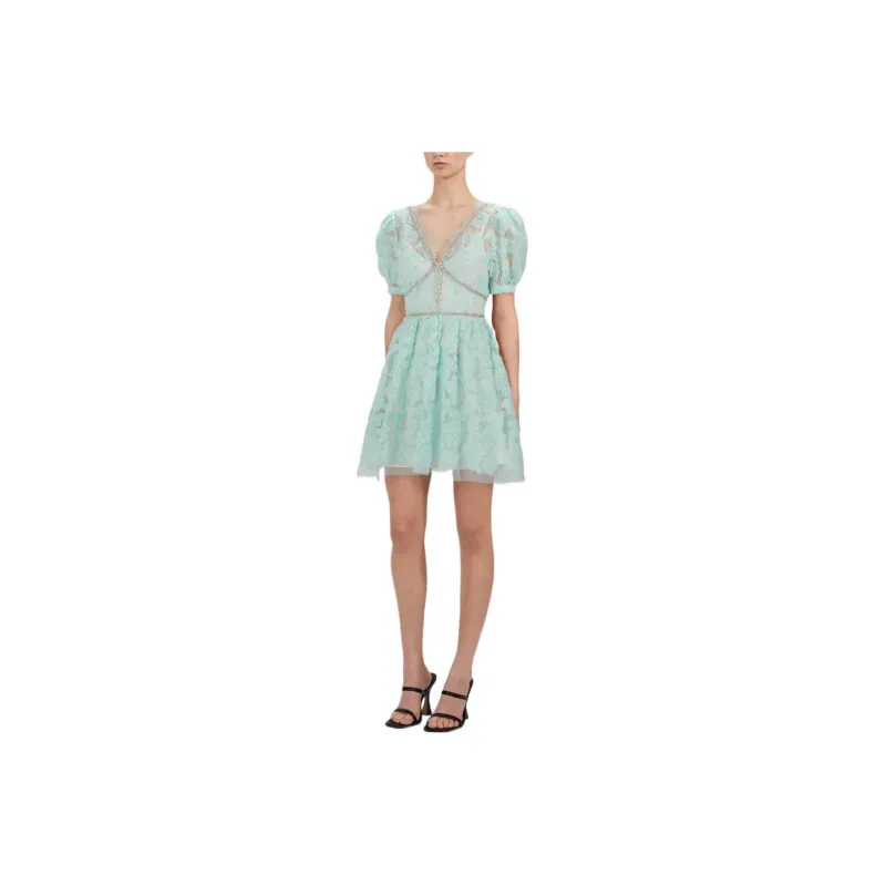 Self-portrait Short-Sleeved Dresses Women's Mint Green-2