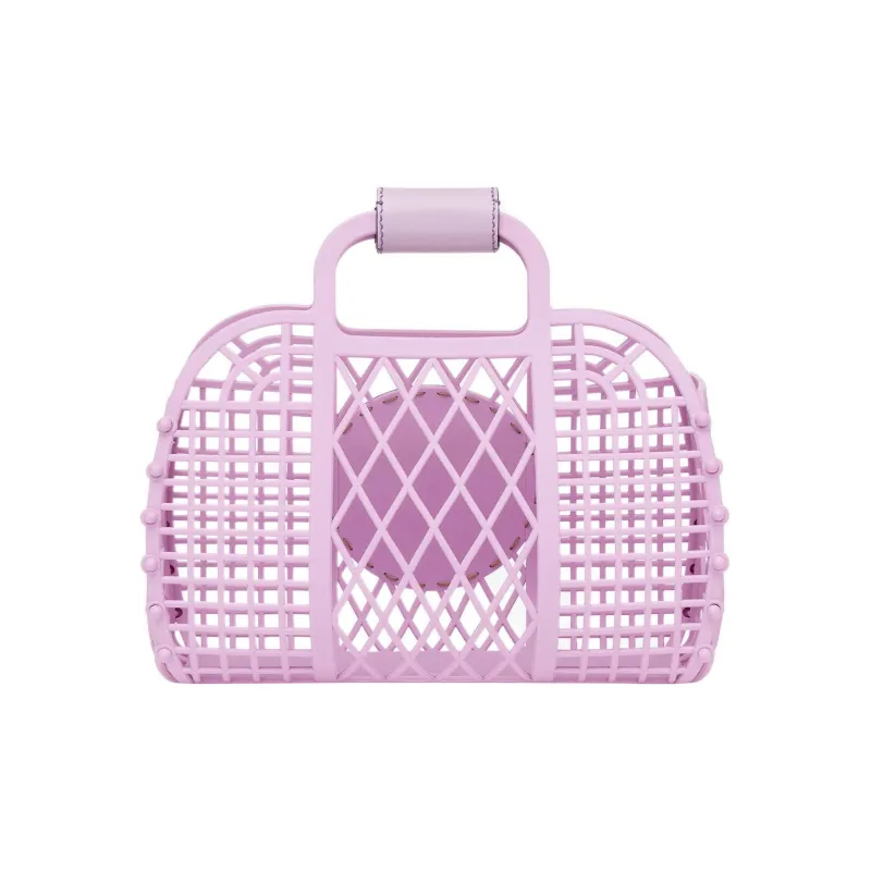 FENDI Recycled Material Embossed Calfskin Basket Bag Handbag Small Size Women's Light Purple-1
