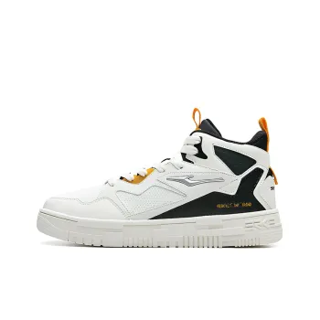 Erke Contract Mid Top Skateboard Shoes Men's White Yellow