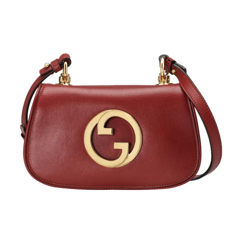 GUCCI Blondie Leather Handbag Shoulder Bag Crossbody Bag Mini Women's Deep Red-0