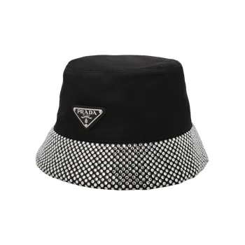 PRADA Logo Plaque Embellished Bucket Hat