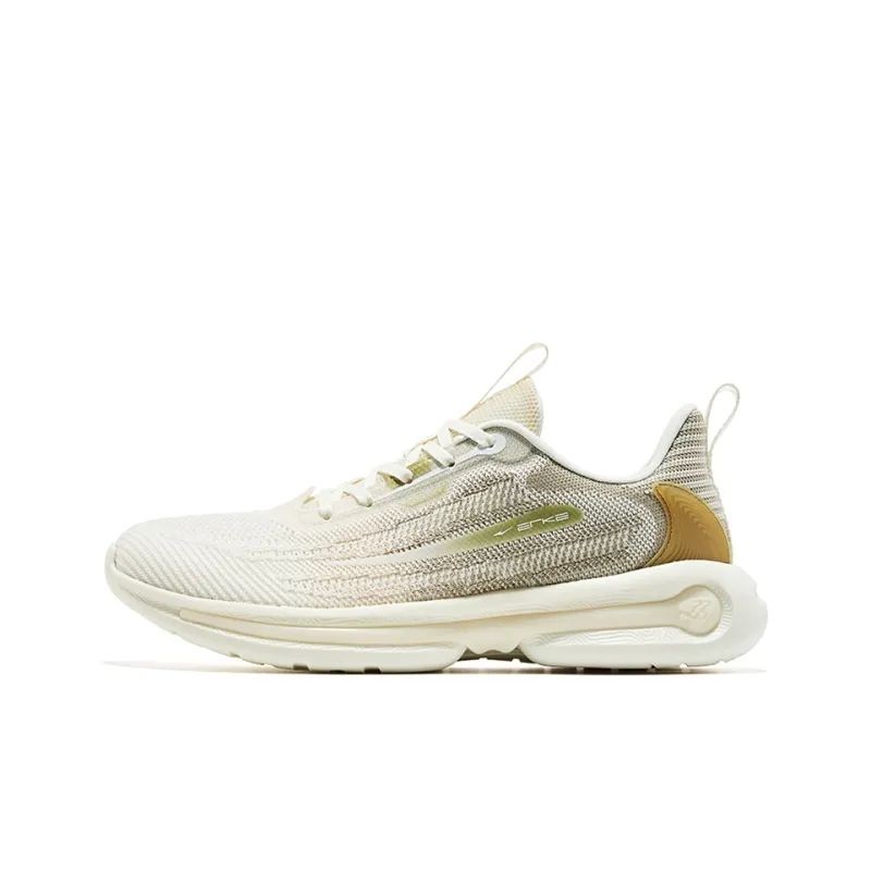 Erke Cushioned Slip-Resistant Low-Top Running Shoes Men's White Gold-0