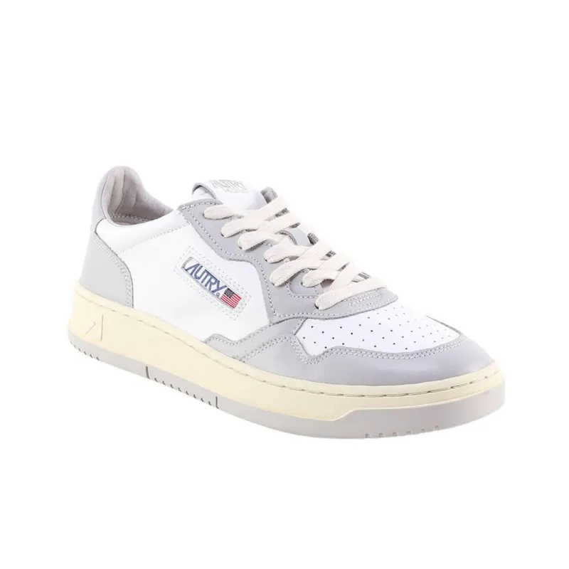 AUTRY Medalist Leather Low White Grey Women's-1