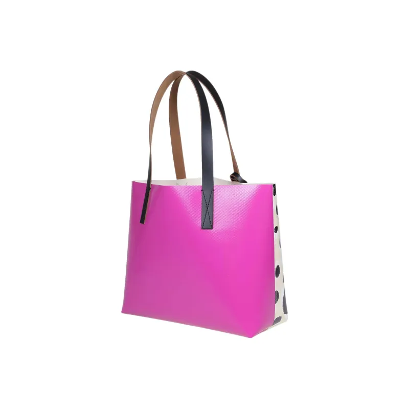 MARNI Cow Leather Shoulder Strap Handbag Shoulder Bag Tote Women's Pink & White & Black-2