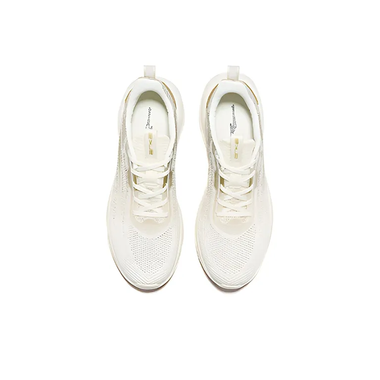 Erke Cushioned Slip-Resistant Low-Top Running Shoes Men's White Gold-1
