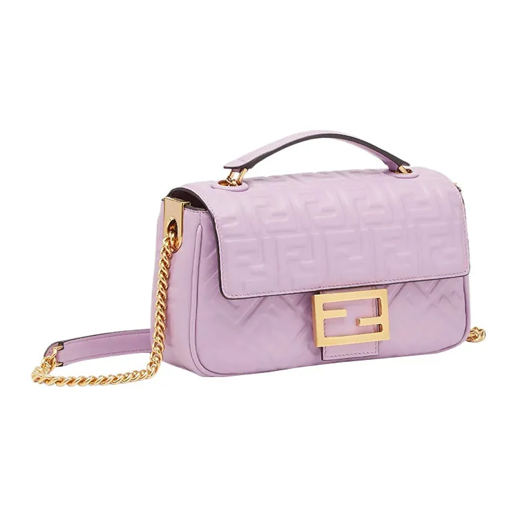 FENDI Baguette Sheepskin Shoulder Bag Handbag Shoulder Bag Crossbody Bag Medium Size Women's Light Purple-1