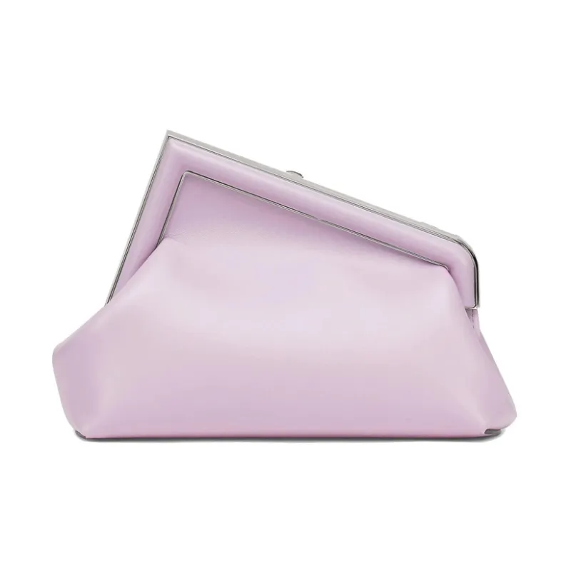 FENDI Leather One Shoulder Crossbody Clutch Trumpets Women's Light Purple-2
