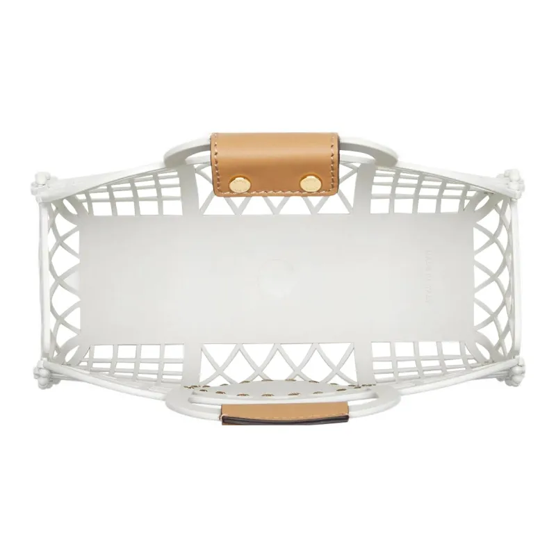 FENDI Leather Basket Bag Handbag Small Size Women's White-3