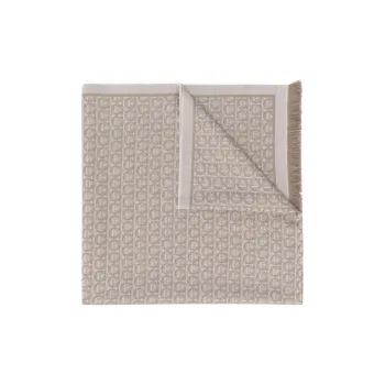 Ferragamo Gancini Patterned Fringed Scarf