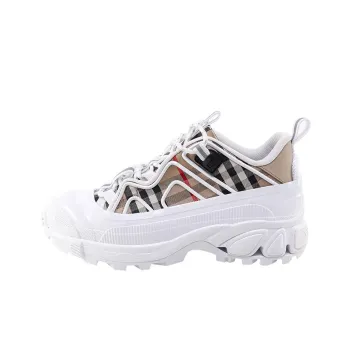 Burberry Anti Slip Wear Resistant Low Top Casual Shoes Women's White Brown