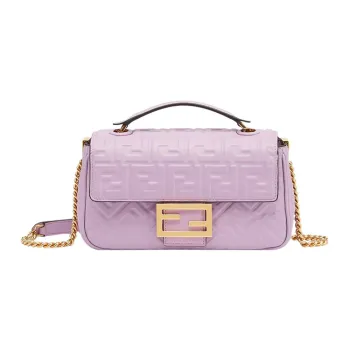 FENDI Baguette Sheepskin Shoulder Bag Handbag Shoulder Bag Crossbody Bag Medium Size Women's Light Purple