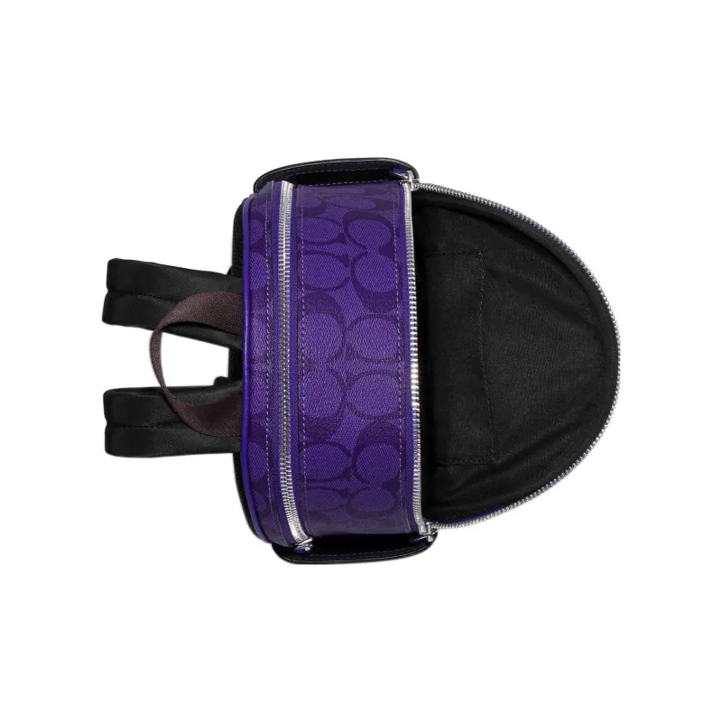 COACH Court Leather Multicolor Zippers Large Capacity Backpack Medium Size Women's-2