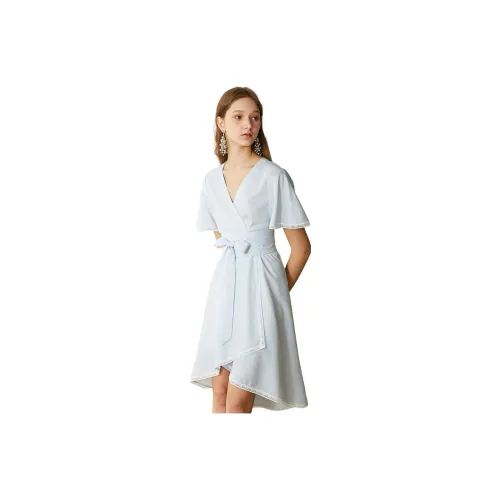 Olrain Short-Sleeved Dresses Women's Blue/White