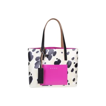 MARNI Cow Leather Shoulder Strap Handbag Shoulder Bag Tote Women's Pink & White & Black