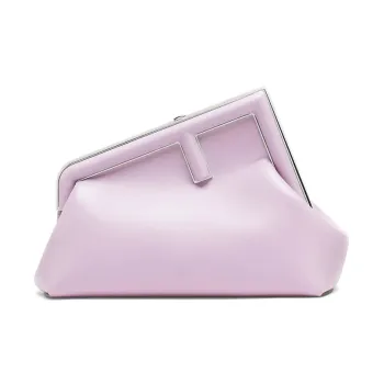 FENDI Leather One Shoulder Crossbody Clutches Small Size Women's Light Purple