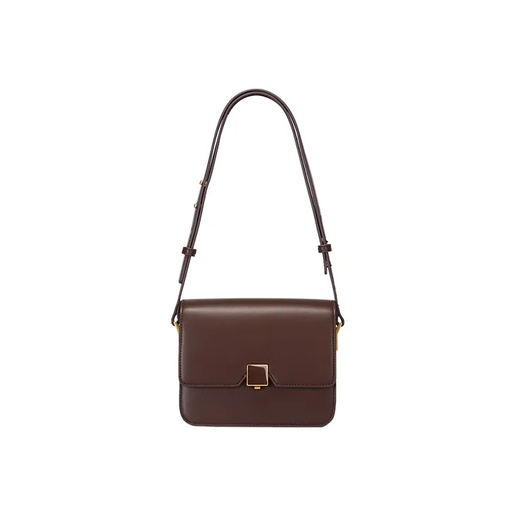 JONBAG Synthetic Leather Tofu Bag Small Square Bag, Shoulder Bag, Crossbody Bag, Shoulder Bag Trumpets Women's Brown-1