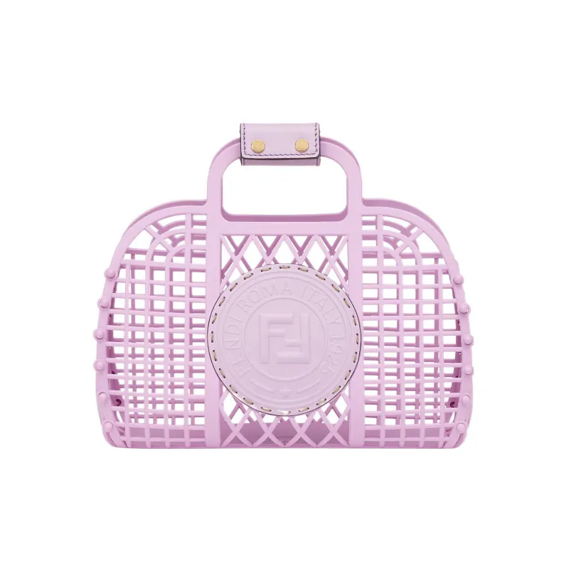 FENDI Recycled Material Embossed Calfskin Basket Bag Handbag Small Size Women's Light Purple-0