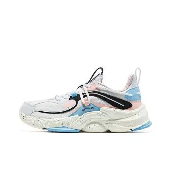 Erke Bullets Tian Wu Cushioned Anti Slip And Wear Resistant Lightweight Low Top Sports Casual Shoes Women's White Pink