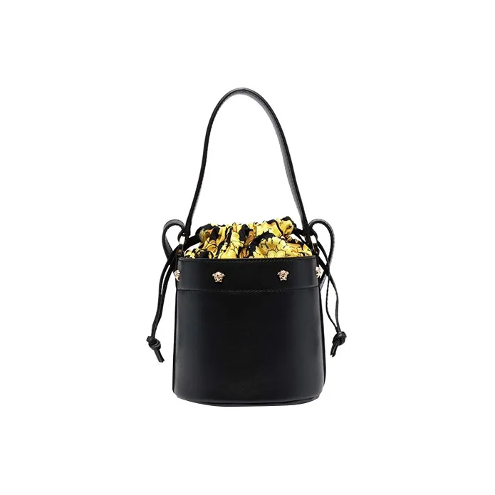 VERSACE VERSACE Calfskin Bucket Bag Portable Crossbody Bag Shoulder Bag Women's Black-1
