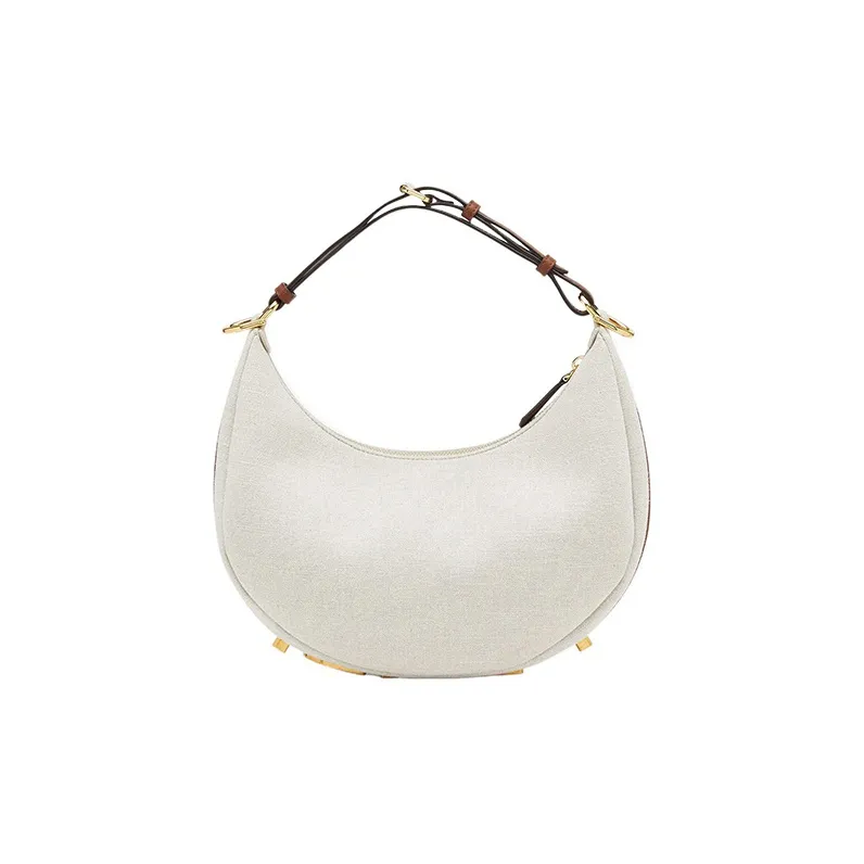 FENDI Fendigraphy Canvas Crescent Bag Shoulder Bag Handbag Shoulder Bag Women's White-2