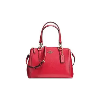 COACH Christie Cross-Stitch Leather Tote Bag Shoulder Bag Crossbody Bag Large Size Women's Red