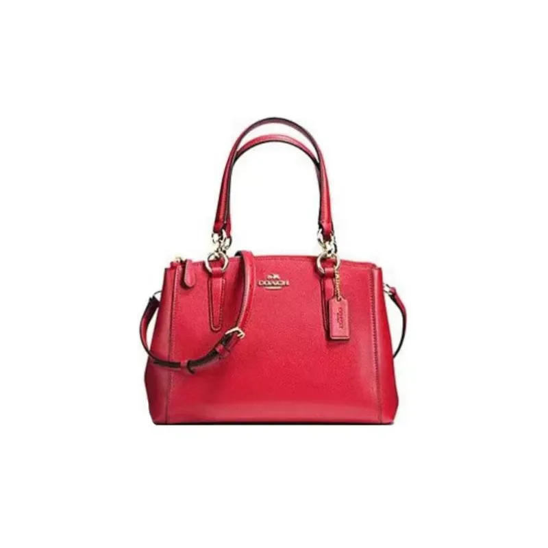 COACH Christie Cross-Stitch Leather Tote Bag Shoulder Bag Crossbody Bag Large Size Women's Red-0