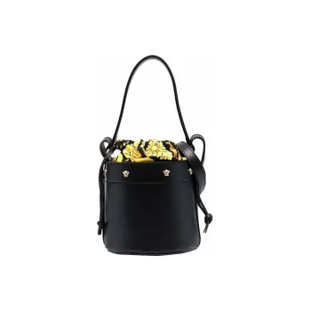 VERSACE VERSACE Calfskin Bucket Bag Portable Crossbody Bag Shoulder Bag Women's Black