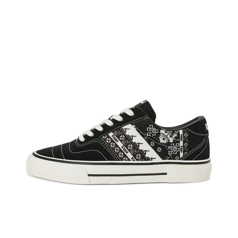 Kappa Abrasion Resistant Low Top Skateboard Shoes Unisex Black White-0