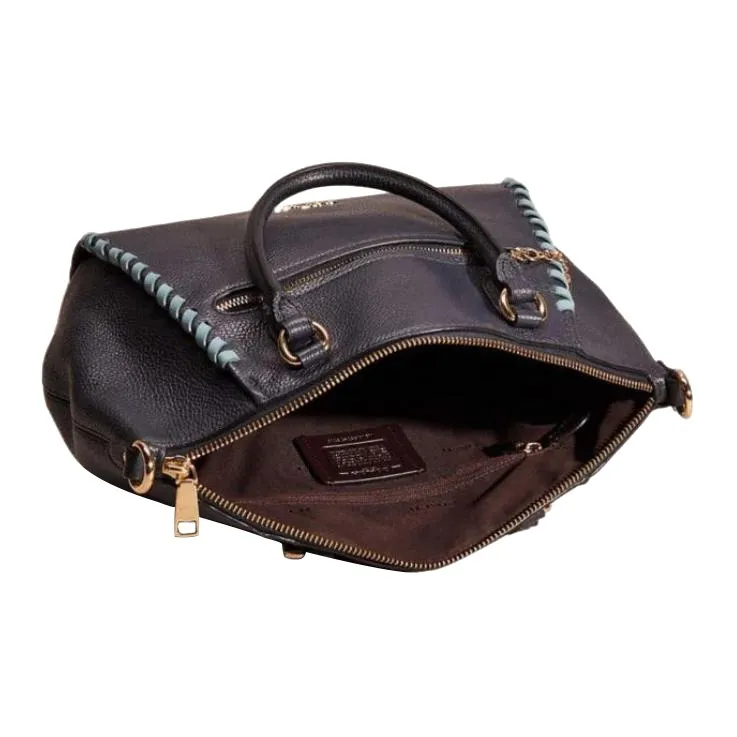 COACH Elise Leather Shopping Bag, Portable Tote, Tote Bag, Single Shoulder, Crossbody Bag Medium Size Women's Navy Blue-2