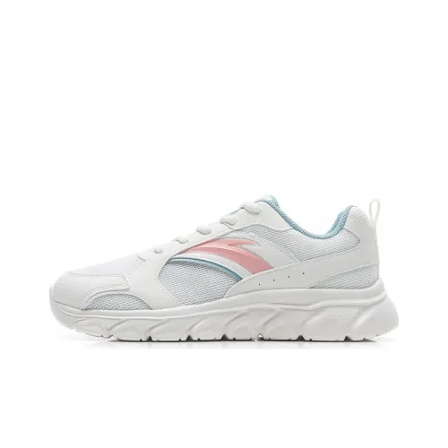 ANTA Running Shoes Women's Low-Top Ivory White/Cherry Blossom Pink/Crab Shell Green