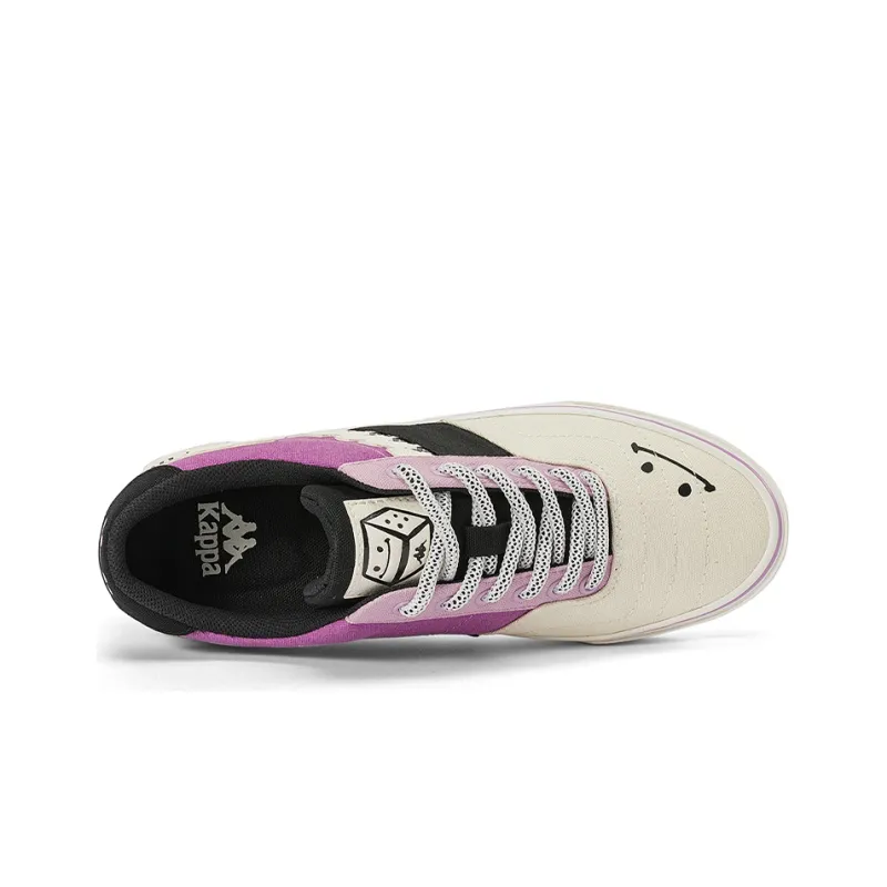 Kappa Abrasion Resistant Low Top Skateboard Shoes Unisex White Purple Black-5