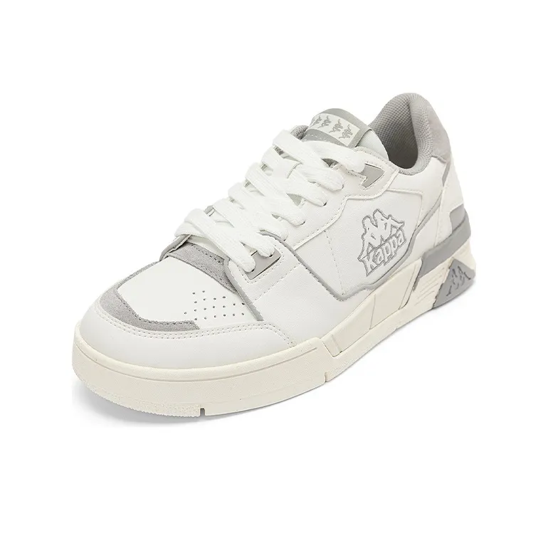 Kappa Lightweight, Wear resistant, And Non slip Low Top Skateboard Shoes Unisex White Gray-1